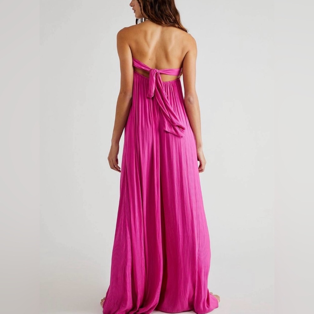 Free People Solid Serendipity Small Strapless Embroidered Wide Leg Jumpsuit - Picture 8 of 8